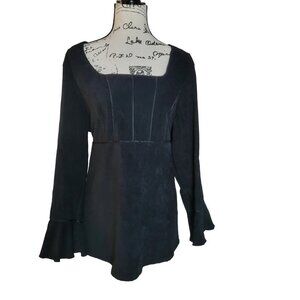 Maternity Announcements Black Suede Belted Top - Size XL